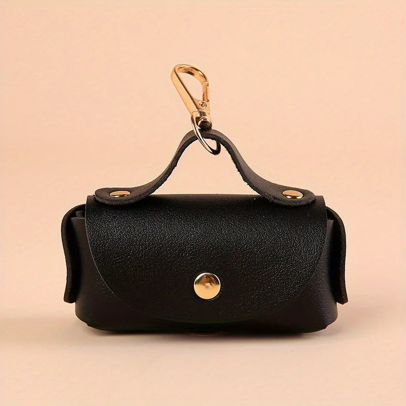 Distributeur portable de sacs à déjections canines avec clip en cuir