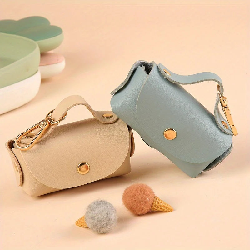 Distributeur portable de sacs à déjections canines avec clip en cuir