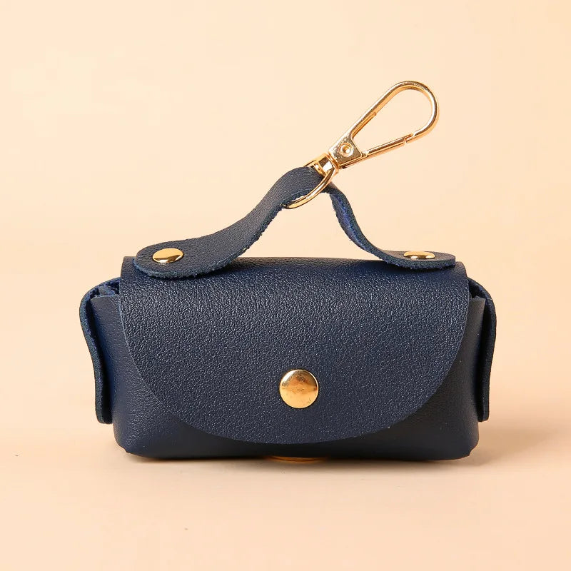 Distributeur portable de sacs à déjections canines avec clip en cuir