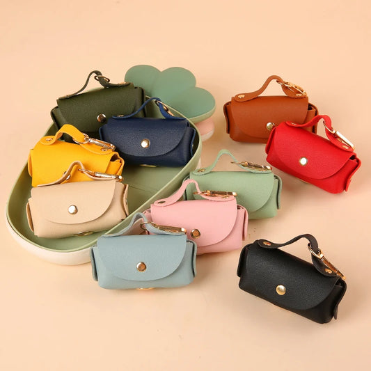 Distributeur portable de sacs à déjections canines avec clip en cuir