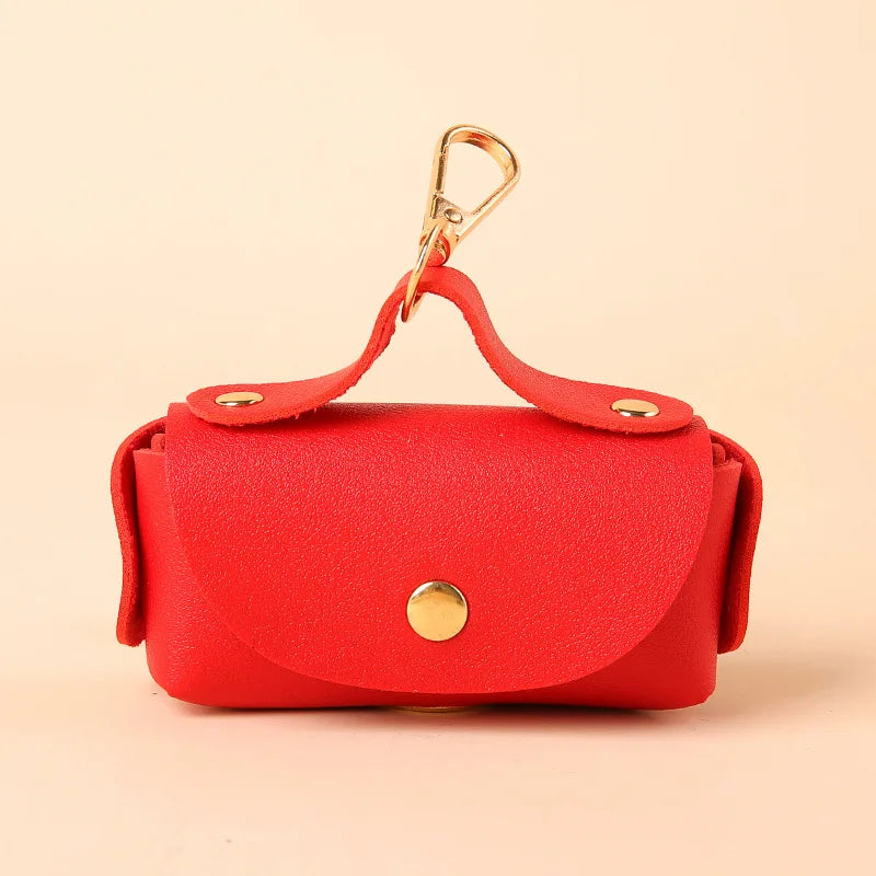 Distributeur portable de sacs à déjections canines avec clip en cuir