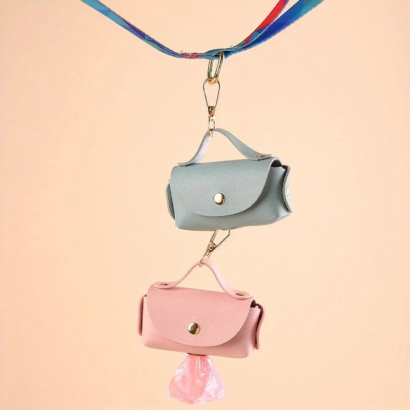 Distributeur portable de sacs à déjections canines avec clip en cuir