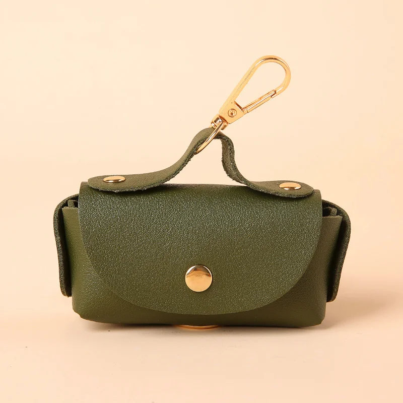 Distributeur portable de sacs à déjections canines avec clip en cuir